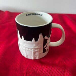 Starbucks City Mug Cup Relief Series Amsterdam  black white 16oz NEW
